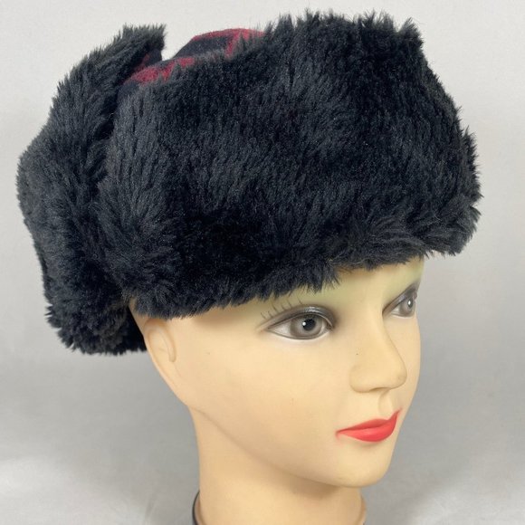 Scala Trapper Aviator Plaid Red & Black Hat NWT - Picture 5 of 8